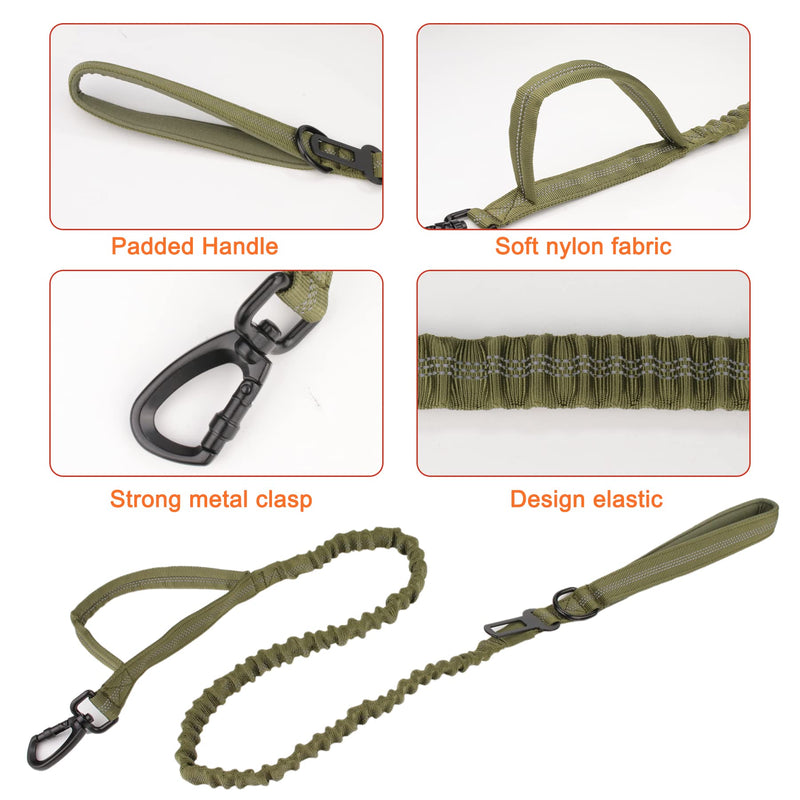 KCUCOP Tactical Dog Collar, Heavy Duty Dog Collar with Handle and Metal Buckle, Military Thick Dog Collars for Medium and Large Dogs(Green-Reflective Set-L, 1 Patch) SET Reflective GREEN L - PawsPlanet Australia