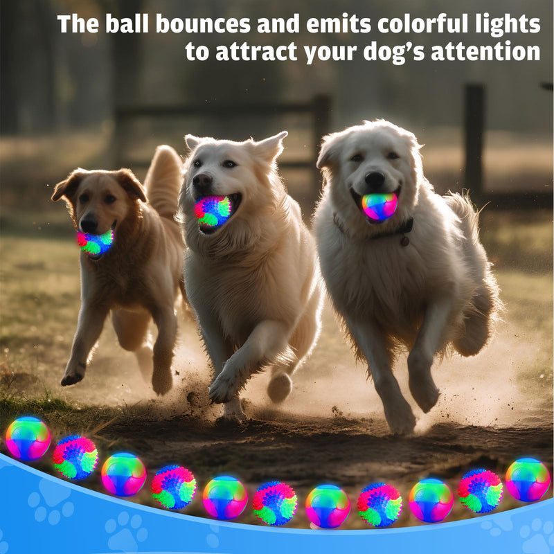 12 Pcs Light up Dog Ball Spiny Elastic Lighted Dog Balls Glow in The Dark Dog Balls Interactive Dog Toys Flash LED Dog Ball Bounce Activated Toy TPR Ball for Dogs and Puppies - PawsPlanet Australia