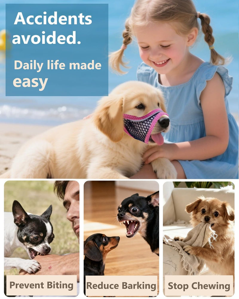 Dog Muzzle for Small Medium Dogs to Prevents Biting for Brachycephalic Dogs,Chihuahua Pom Shih Tuz,Short Snout Friendly,Soft Breathable Lightweight Mesh,Open Front,for Grooming Vet Visits (Black, XS) Deep Black XS Snout (5.3"- 5.7") - PawsPlanet Australia