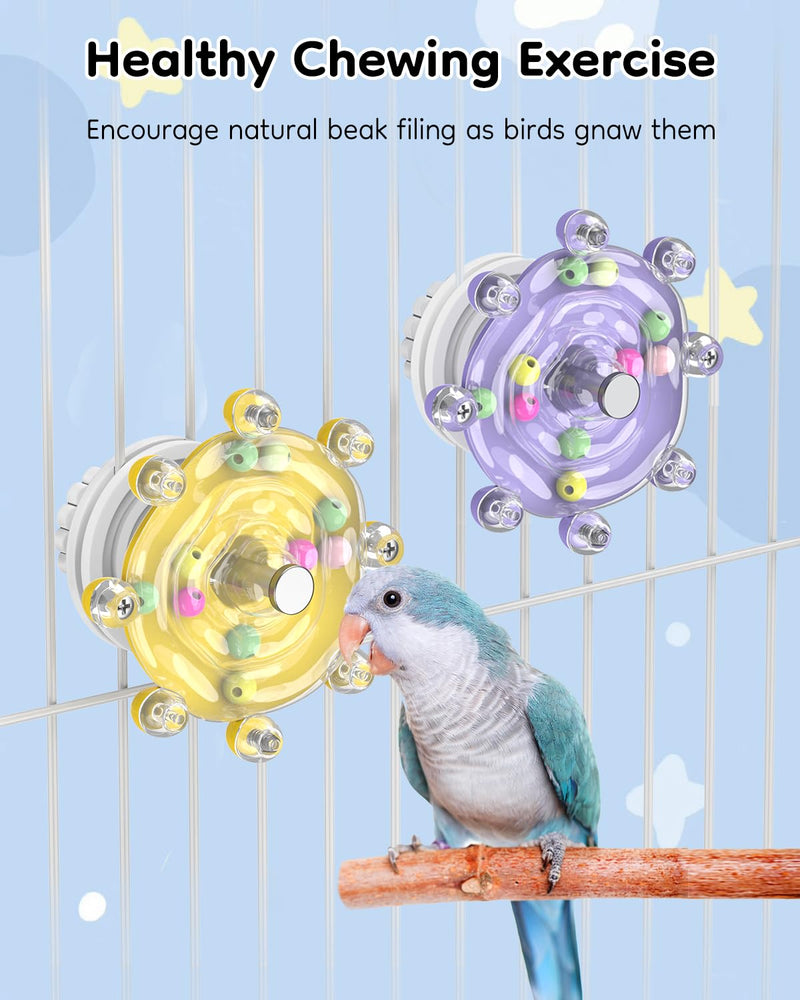 Pawfly 2 Pcs Bird Toys for Parakeets, Colorful Spinning Wheel Chew Toys, Interactive Spinner Rattle Parrot Toys, Cockatiel Toys, Parakeet Toys, Bird Cage Accessories for Entertainment Chewing Exercise - PawsPlanet Australia
