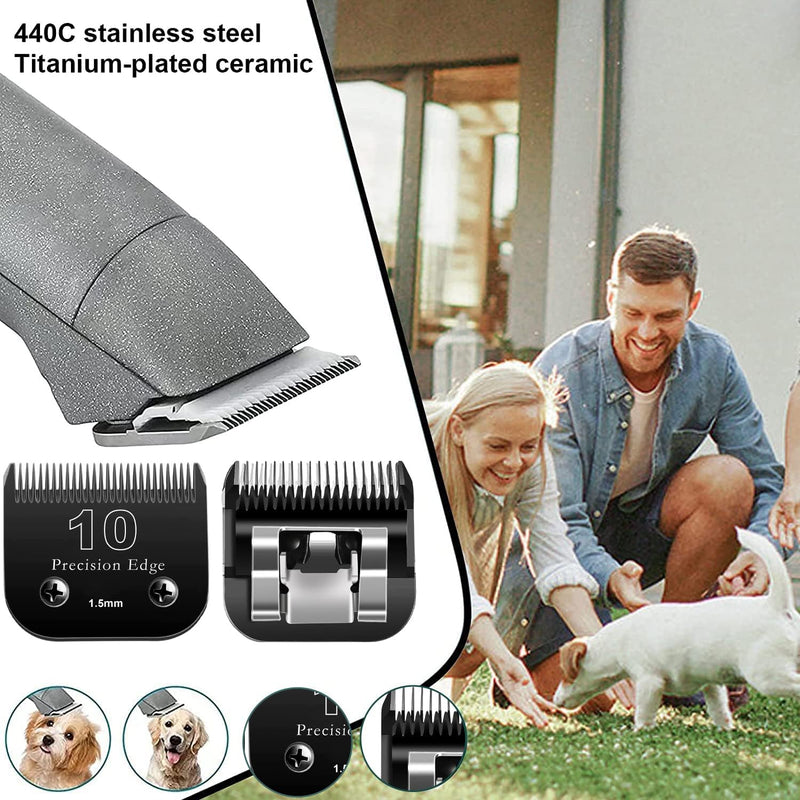 Dog Grooming Clippers Replacement Blade Compatible with Andis Dog Clipper/Most Oster A11/Wahl KM Series Pet Clippers 2Pack #10,Black - PawsPlanet Australia