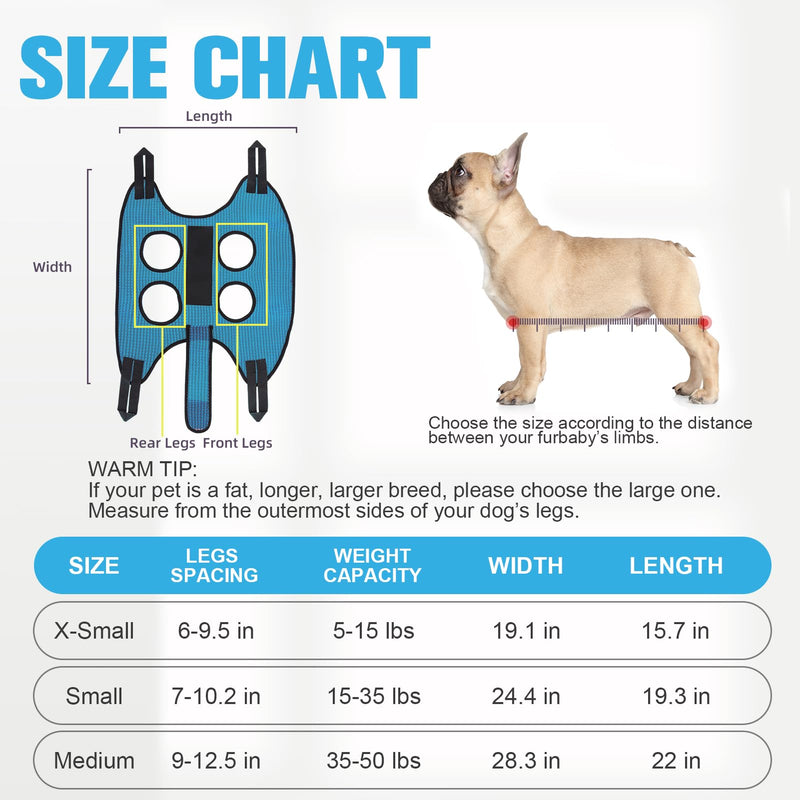 PAWCHIE Dog Grooming Hammock Harness for Dog Cat with Pet Nail Clipper Trimmer-Breathable Cat Hanger Sling for Trimming Clipping Nails-Dog Hammock Restraint Bag for Small Medium Large Dog,Dark Blue XS Dark Blue - PawsPlanet Australia