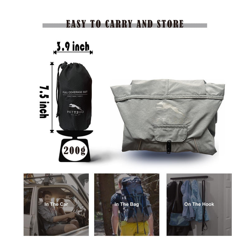 Dog Lightweight Windbreaker, Pet Outdoor Sports Jacket, 0.5 lbs,3 in One, Hooded, Easy on/Off with Collar and Harness, Reflective Piping, Packable, Dog Hiking/Camping, Grey (Medium) Medium - PawsPlanet Australia