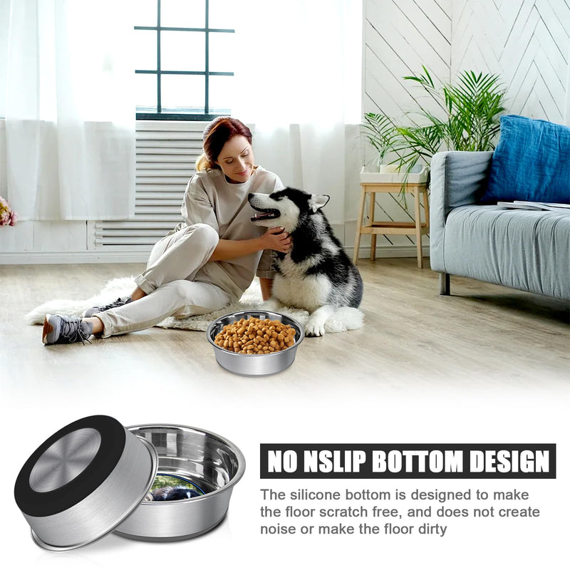 Grehge Steel Anti-Slip Dog Bowls,Non-Slip Stainless Steel Pet Bowl with Foot Mat - Perfect for Mess-Free Mealtime,Quiet Pet Bowls for Cats and Dogs, Dry and Wet Foods,5.5in Single Pack 5.5inch black - PawsPlanet Australia
