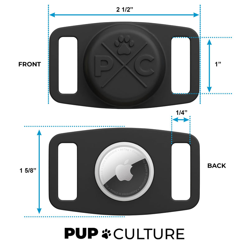 Pup Culture AirTag Dog Collar | Durable & Protective Dog AirTag Holder - Track Your Pet Using Apple AirTag Technology - Dog Collar AirTag Holder -for Dogs and Cats 1 Pack Black - PawsPlanet Australia