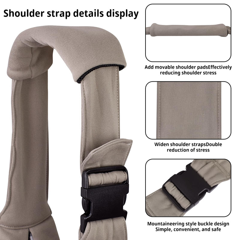 CUBY Puppy Carrier, Adjustable Reversible Cat Dog Sling Carrier for Small Medium Dogs Hands-free Puppy Sling Protect Shoulder Strap with Safety Belt Zipper Pocket Bottom Mat Khaki - PawsPlanet Australia
