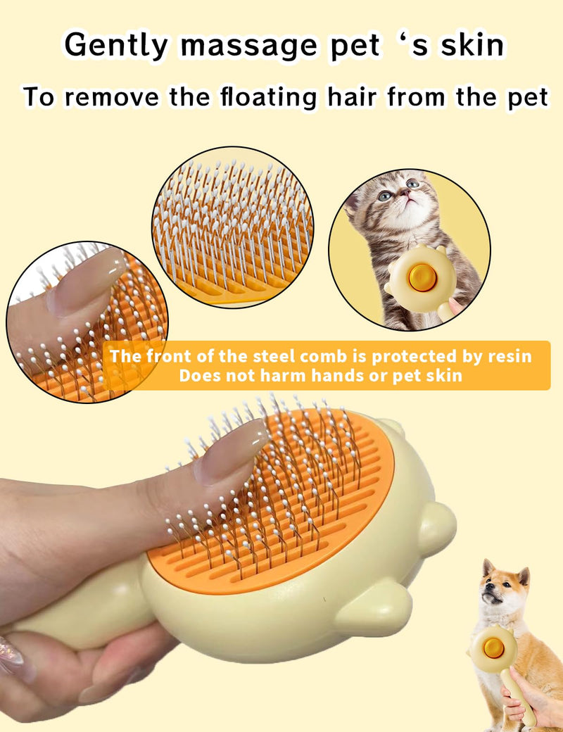 Cat Brush,Dog Brush, Pet Hair Cleaner Brush,Pet Grooming Cat Dog Brush,Pet Comb-Cat Comb for Kitten Massage Removes Loose Fur-Cat Grooming Brush Long Short Hair Cats Dogs Pet Brush (Yellow) Yellow - PawsPlanet Australia