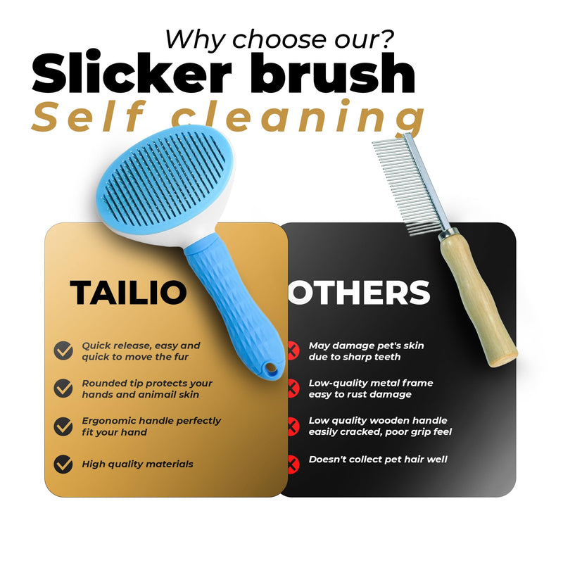 Dog & Cat Brush, Soft Self Cleaning Slicker Brush, Skin-Friendly Upgraded Dog Brush for Shedding, Massaging, and Grooming – Perfect for Long & Short Coats (Blue) Blue - PawsPlanet Australia