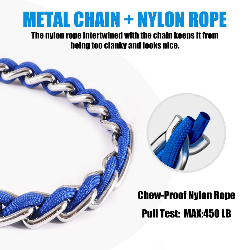Chain Dog Leash Chew Proof Metal for Medium Large Dogs, Anti Bite 4FT Strong With Comfortable Soft Padded Handle Blue 3.0 4FT(5-30lb) - PawsPlanet Australia