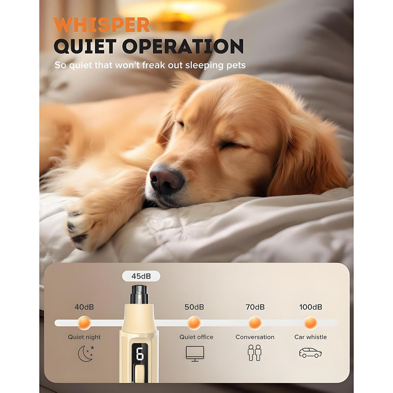 Dog Nail Grinder with Dust Collector, 7-Speed Powerful Nail Trimmer for Dogs, Cats & Large Pets, Features LED Light & Single-Hand Control, Quiet & Rechargeable (7-Speed with Dust-Collect)