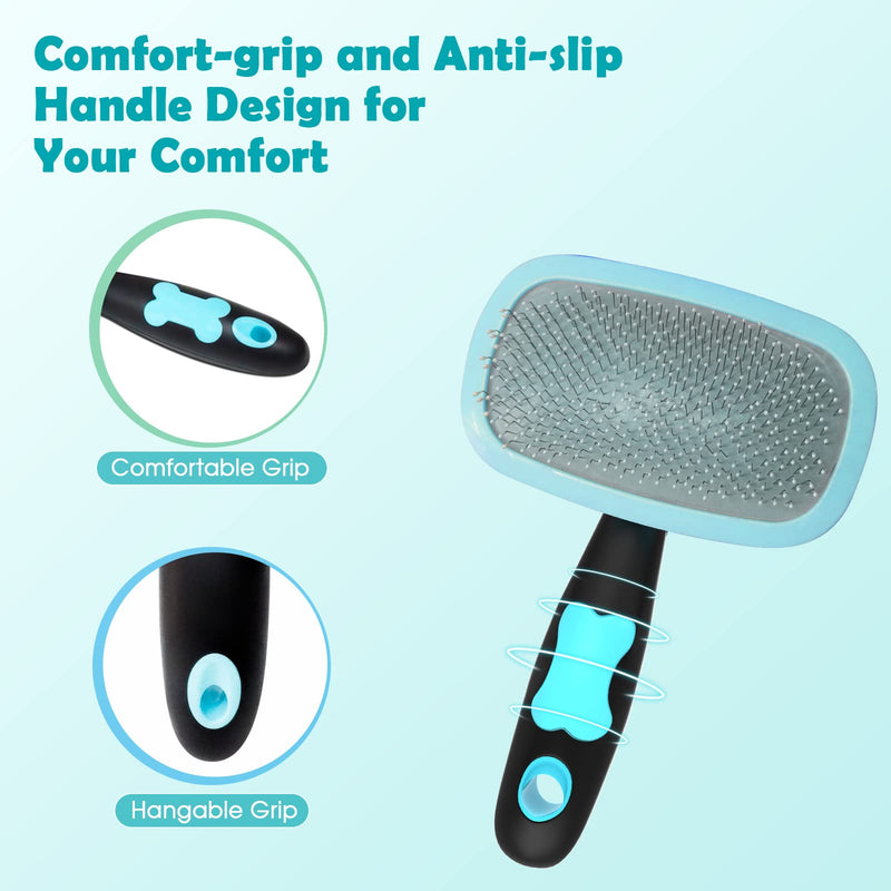 Slicker Brush, PETPAWJOY Dog Brush Gently Cleaning Pin Brush for Shedding Dog Hair Brush for Small Dogs Puppy Yorkie Poodle Rabbits Cats - PawsPlanet Australia