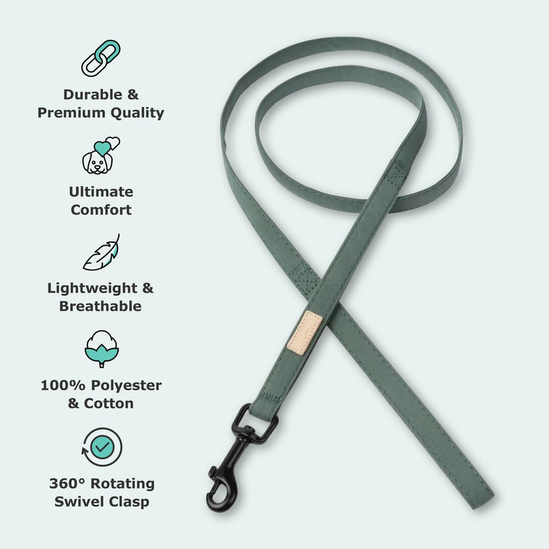 FuzzYard Life Dog Lead | Size L | Stylish Premium Cotton Design in Myrtle Green Perfect for Everyday Walking and Training Large - PawsPlanet Australia