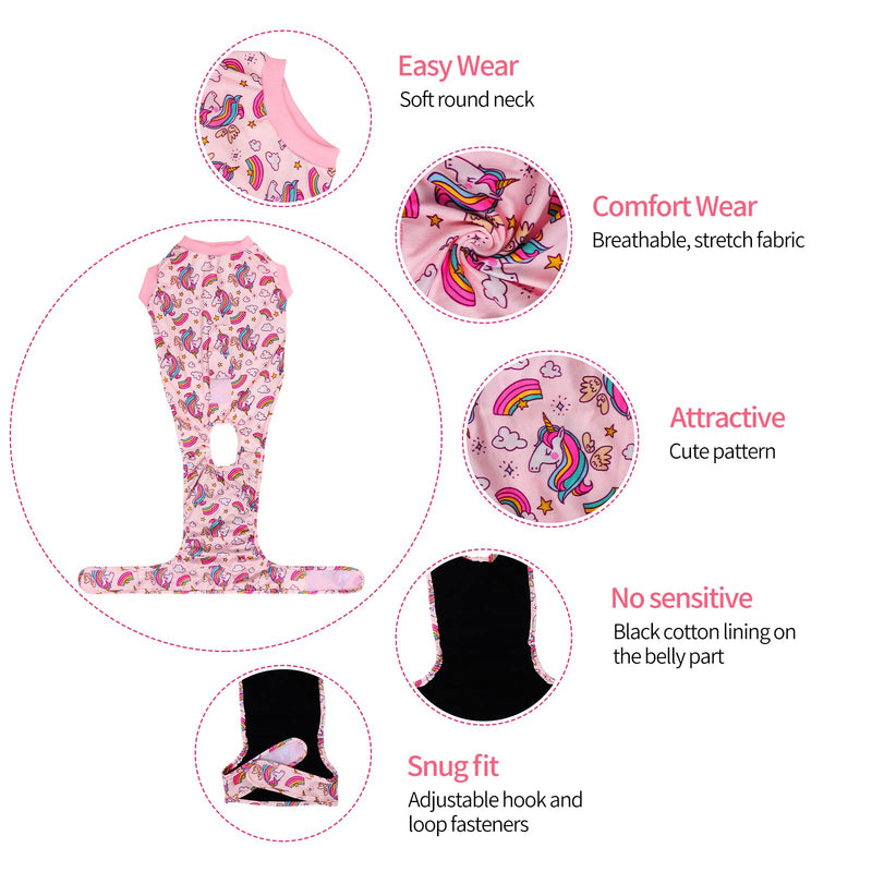 CuteBone Dog Surgery Recovery Suit Cat Surgical Onesie Female Body Suits Male Prevent Pet from Licking Wounds SSF02L Large Unicorn - PawsPlanet Australia