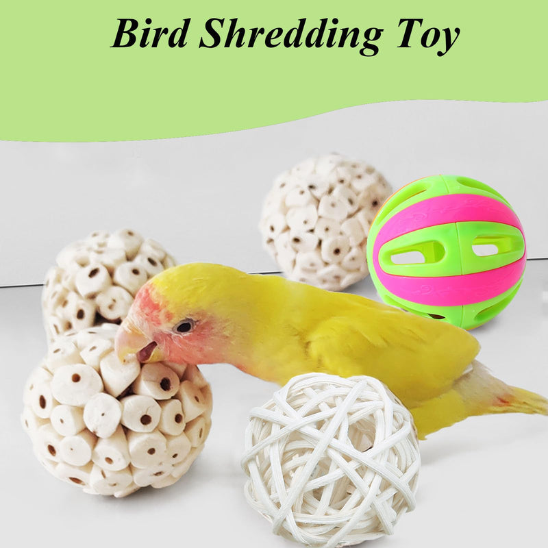 6Pcs Parakeet Toys, Natural Sola Balls Shredding Foot Parrot Chew Toys Bird Foraging Toys for Small Pets Conures Cockatiel Rabbit Guinea Pig Bunny Treats