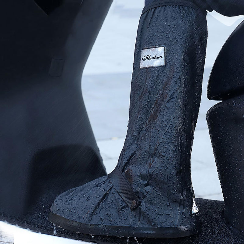 Black Waterproof Rain Boot Shoe Cover with Reflector (1 Pair) X-Large