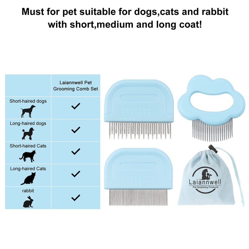 Cat Comb, Cat Grooming Supplies Laiannwell Pet Hair Removal Massaging Comb, Removing Matted Fur for Cat/Dog/Bunny, Perfect for Long and Short Hair Knots & Tangles - PawsPlanet Australia