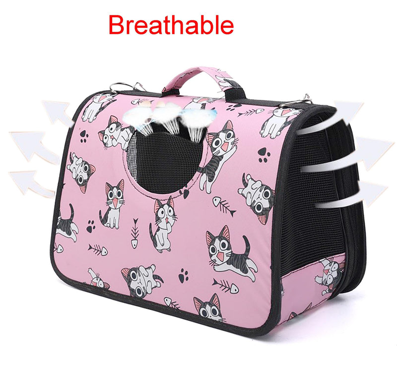 Pet Carrier with Shoulder Strap, 14 Inch x 9.4 Inch x 7 Inch Foldable Pink Breathable High Strength Oxford for Less Than 4.4 Pound Dog and Cat (Small) Small
