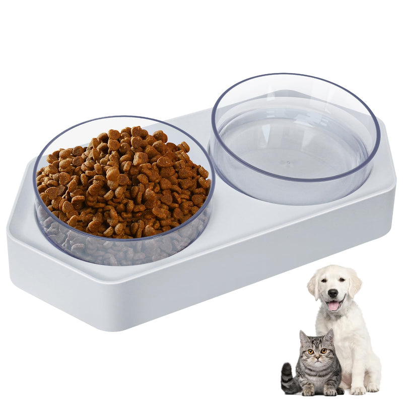 2 in 1 Dog Bowls,Double Food and Water Bowls with Non Slip Non Skid,Pet Feeder Bowl Holder for Puppies Cats and Small Medium Dogs (Grey) Grey - PawsPlanet Australia