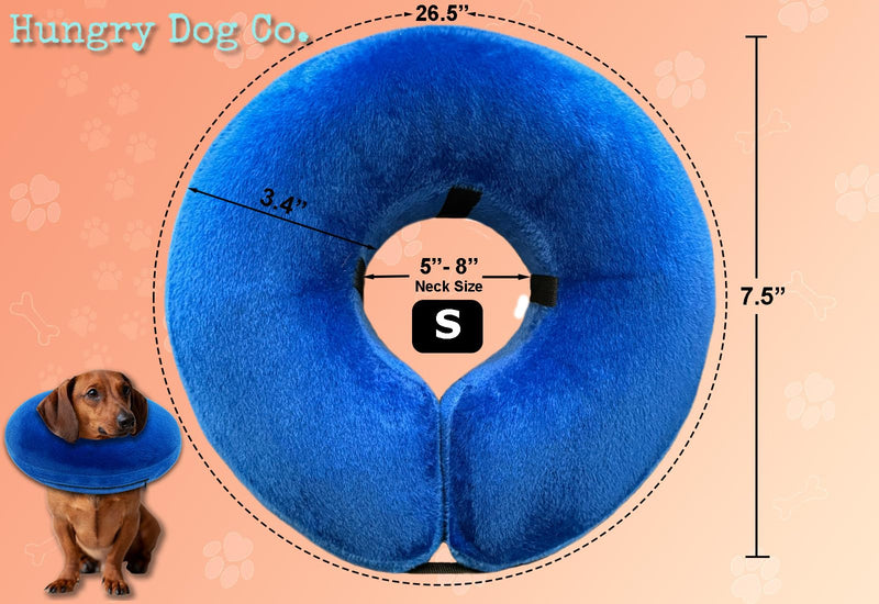 Hungry Dog Co.- Premium Inflatable Dog Collar for Dogs and Cats - Helps in Pet Recovery - Comfortable and Safe for Your Pet – Soft E-Collar – Blue, Small (5”- 8” Neck) Small (5”-8”Neck) - PawsPlanet Australia
