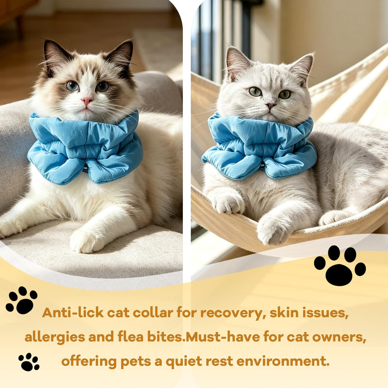 Cat neck brace, lick protection cat collar, recovery cat neck brace, adjustable, Elizabethan collar for cats and kittens, prevents licking of wounds, for use in case of injuries (Blue, S)