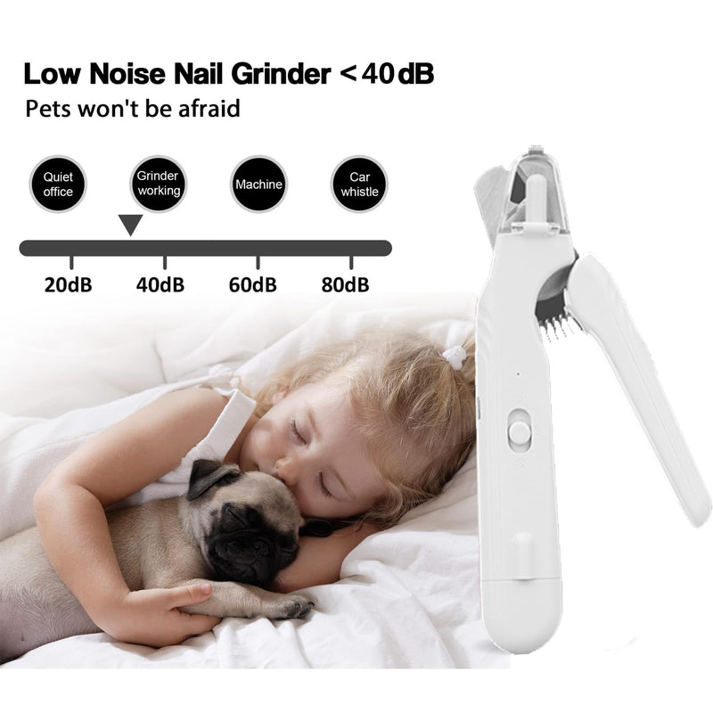 Cat nail grinders & clipper, dog grinder clippers trimmers, for dogs electric best indoor cats painless claw care nails with guard light, quiet grooming led pet cutter, small rechargeable (White) White - PawsPlanet Australia