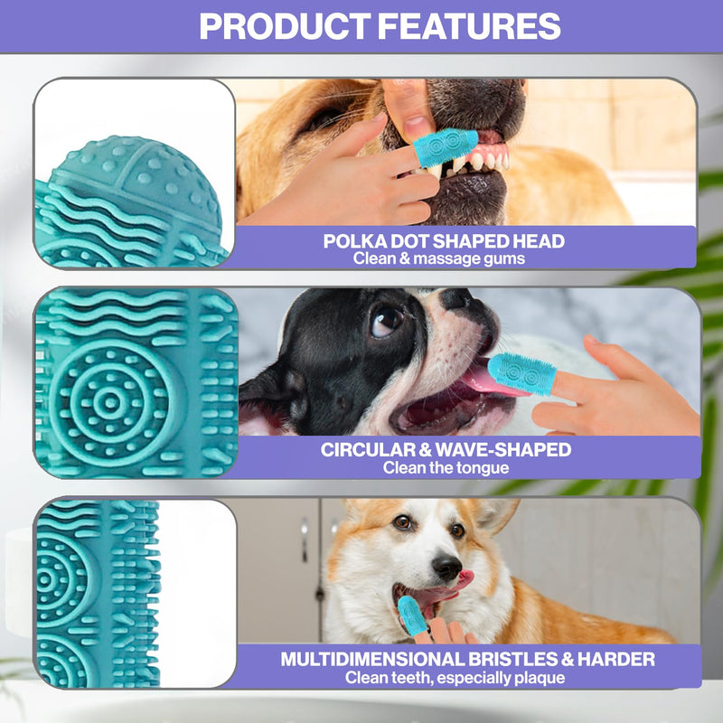 4-Pack Finger Toothbrush for Dogs, Silicone Dog Teeth Cleaning Kit Protects Gums (Multicolor) Multicolor