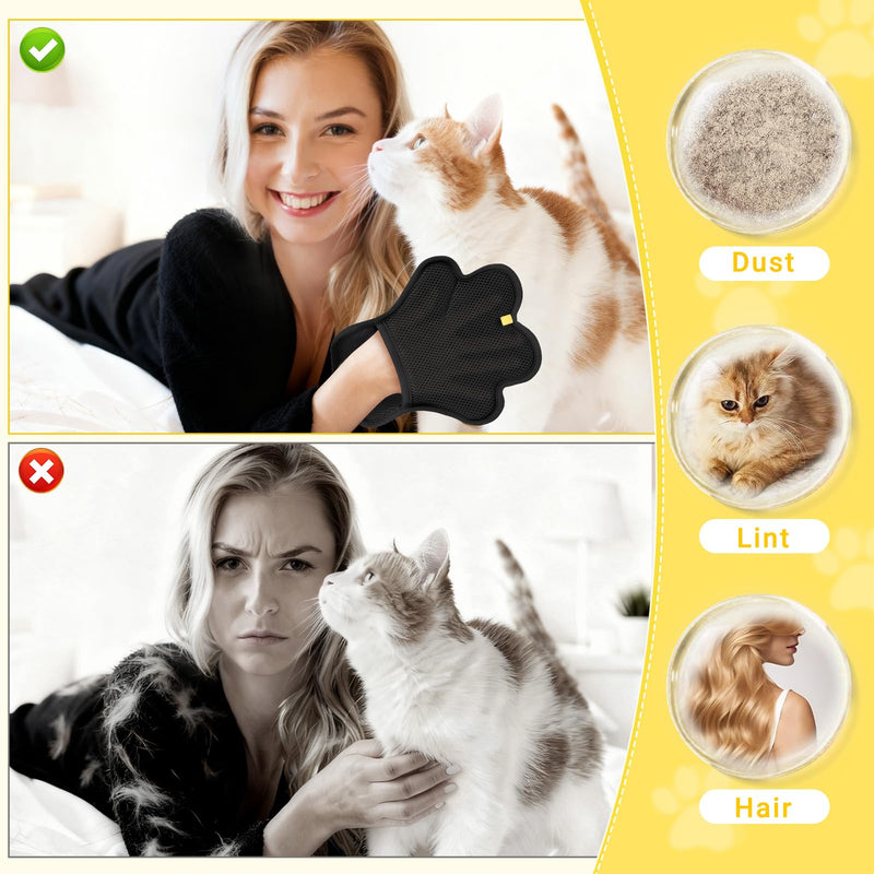 2PCS Pet Hair Removal Glove for Cats and Dogs,Upgrade Reusable Electrostatic Magic Brush Pet Hair Removal Grooming Gloves Tool for Furniture, Bed Sheets,Couch,Clothes,Carpet,Car Seat (2) 2 - PawsPlanet Australia