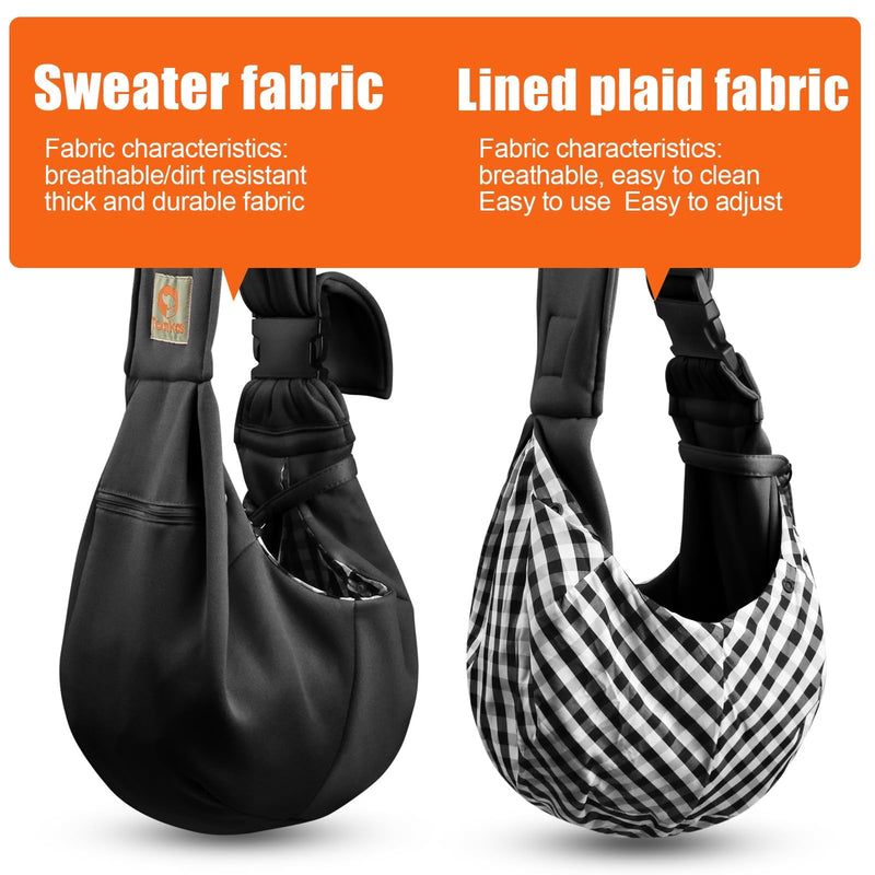 Tomkas Dog Carrier Sling - Pet Carrier for Small Dogs and Cats, Adjustable Strap, Zip Pocket, Snap Closure for pets (Black, S - Adjustable Strap Eu) Black - PawsPlanet Australia