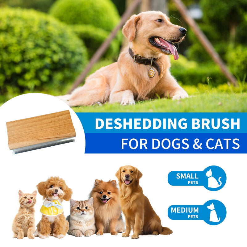 Deshedding Dog Brush – Grooming Tool for Shedding Control – Compact 13.5cm Stainless Steel Undercoat Remover for Short & Long Haired Dogs – Portable Pet Hair Tool - PawsPlanet Australia