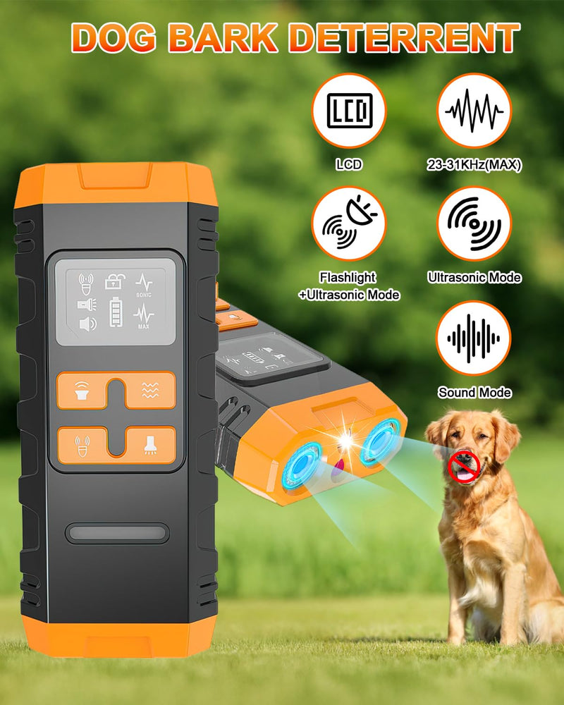 2026 Upgraded Anti Barking Device for Dogs, Ultrasonic Dog Bark Deterrent, Dog Bark Deterrent Devices, Best Anti-Barking Device, 4 Modes & LED Light & LCD Screen Portable Indoor & Outdoor Black - PawsPlanet Australia