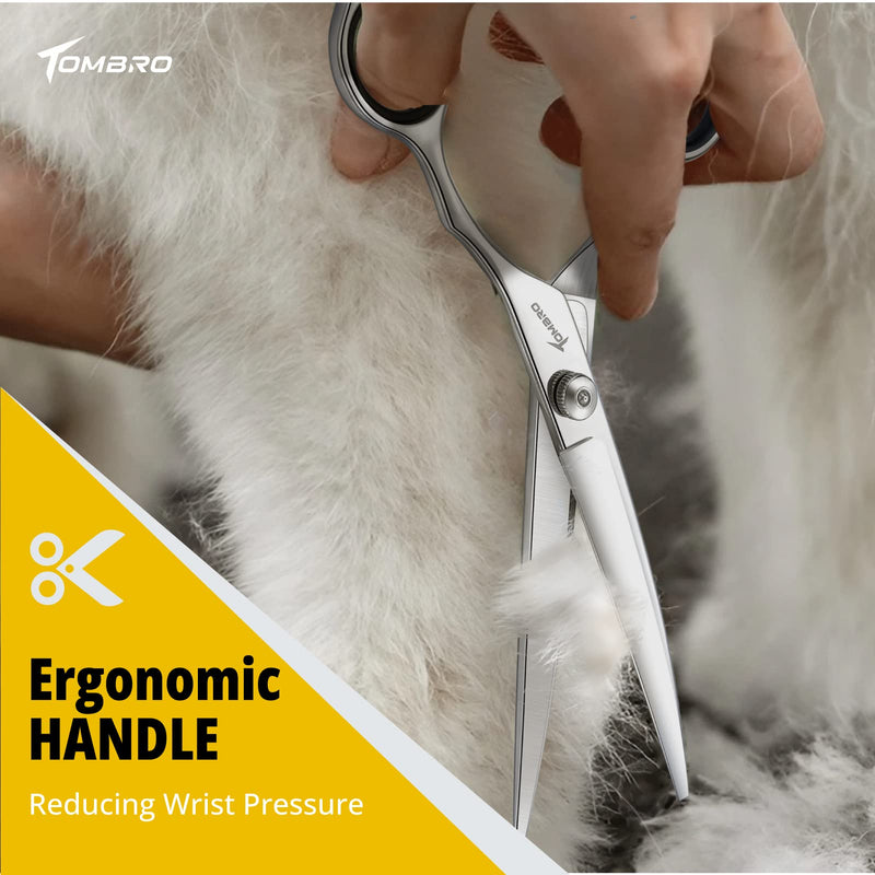 TOMBRO 7.0" Curved Dog Grooming Scissors Professional Curved Scissors for Pets 6CR Stainless Steel Pet Grooming Scissors with Safe Round Tips,Pets Grooming Shears with Offset Handle (Down-curved) Down-curved - PawsPlanet Australia