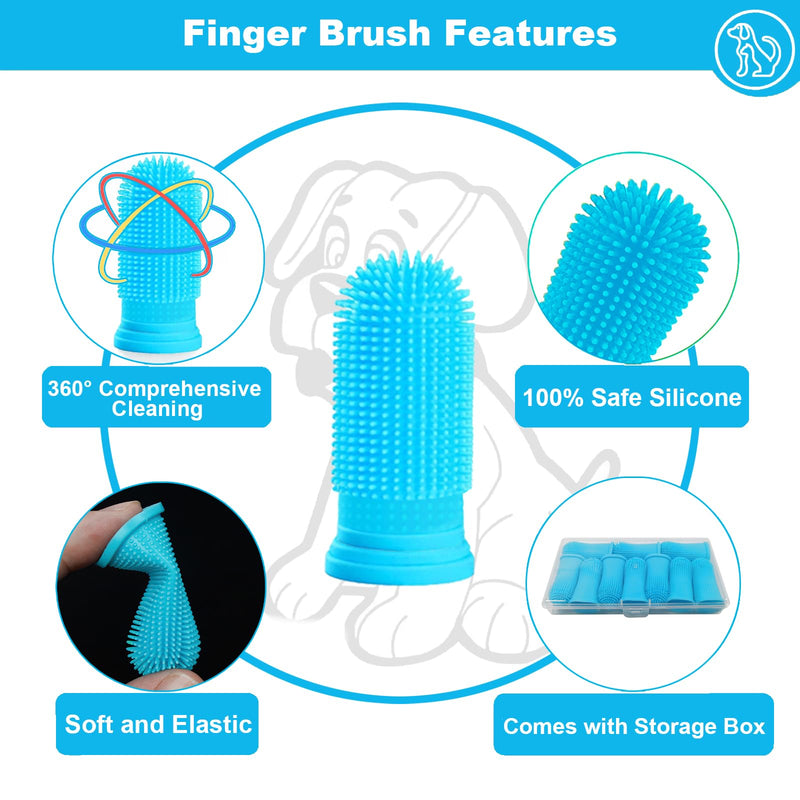 Vinuwu 10Pcs Dog Toothbrush, 360º Dog Finger Toothbrush, Silicone Pets Teeth Cleaning Toothbrush Kit for Puppies, Teeth Cleaning Products for Cats & Small Pets Dental Care