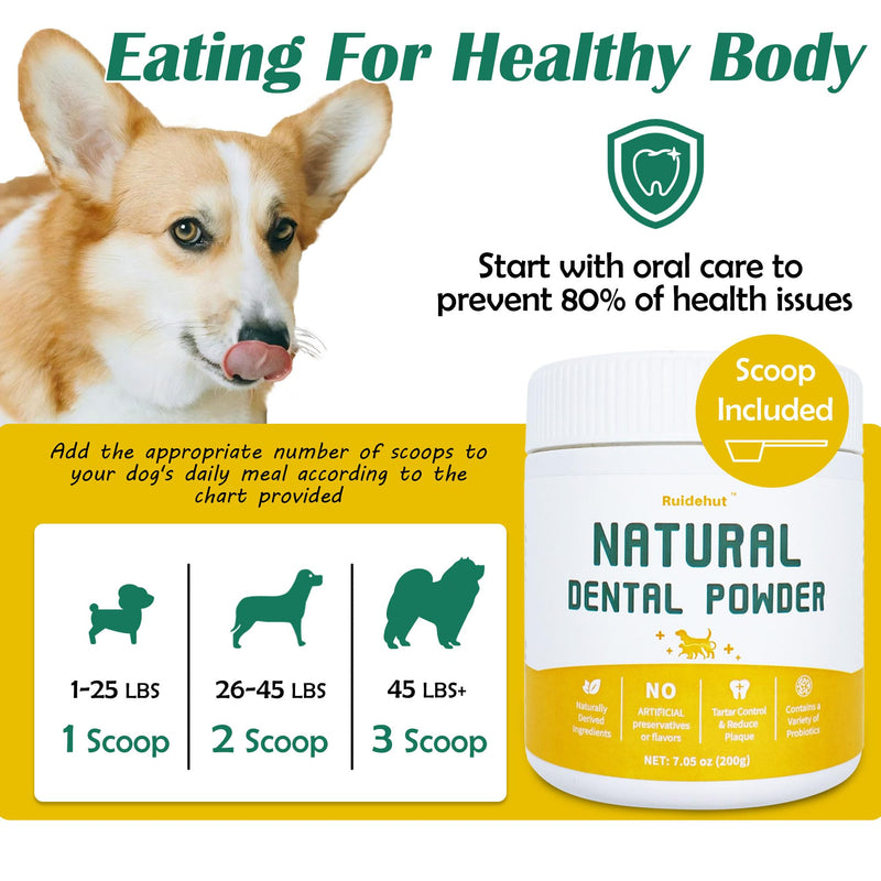 Senior Dog Dental & Supplement Powder - Contains Vitamin E, Glucosamine, Omega-3 and Probiotics - Effectively Removes Tartar Buildup, Supports Your Dog's Dental, Joint, and Digestive Health, 7 oz Beef Flavor 7.05 oz (200g)