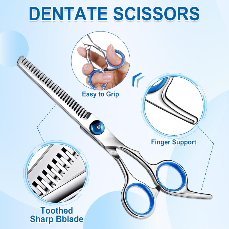 5 Piece Dog Grooming Scissors Set Professional Stainless Steel Pet Hair Trimming Scissors with Safety Round Tips for Dogs Cats Home Use - PawsPlanet Australia