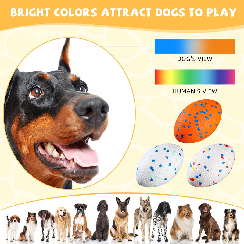 3 Pcs 5.5 Inches Dog Footballs,Indestructible Dog Ball for Aggressive Chewers, Tough Large Dog Balls Outdoor Floating Dog Toys for Medium and Large Breed, 3 Color - PawsPlanet Australia