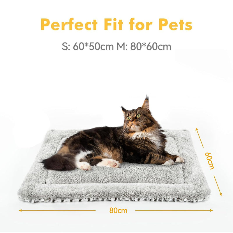 Self Heating Cat Bed Mat 24x20 inch, Thermal Self-Warming Pet Pad for Indoor Cats & Small Dogs, Reversible Washable Fleece with Silent Mylar Layer, Non-Slip Crate Pad Grey Medium - PawsPlanet Australia