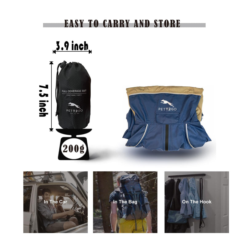 Dog Lightweight Windbreaker, Pet Outdoor Sports Jacket, 0.5 lbs,3 in One, Hooded, Easy on/Off with Collar and Harness, Reflective Piping, Packable, Dog Hiking/Camping, Navy Blue (Medium) Medium - PawsPlanet Australia
