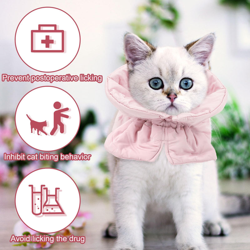 Cat Cone Collar, Soft Adjustable Kitten Recovery Collar for After Surgery Lightweight Puppy Pet Elizabethan Cones to Stop Licking Wound Protective Dog Neck Cover (Pink) - PawsPlanet Australia