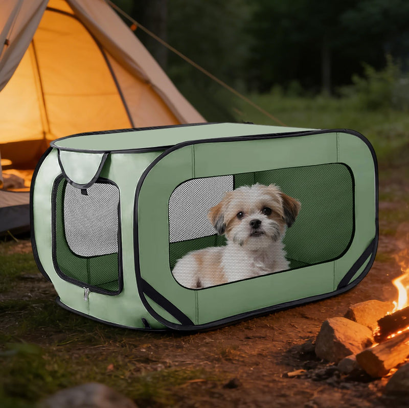 Foldable Dog Transport Box, 94 x 53 x 53 cm, Foldable Cat Transport Boxes, Sturdy Transport Box for Cats and Dogs up to 25 kg, Car Pet Transport Box for On the Go and Home (Green) - PawsPlanet Australia
