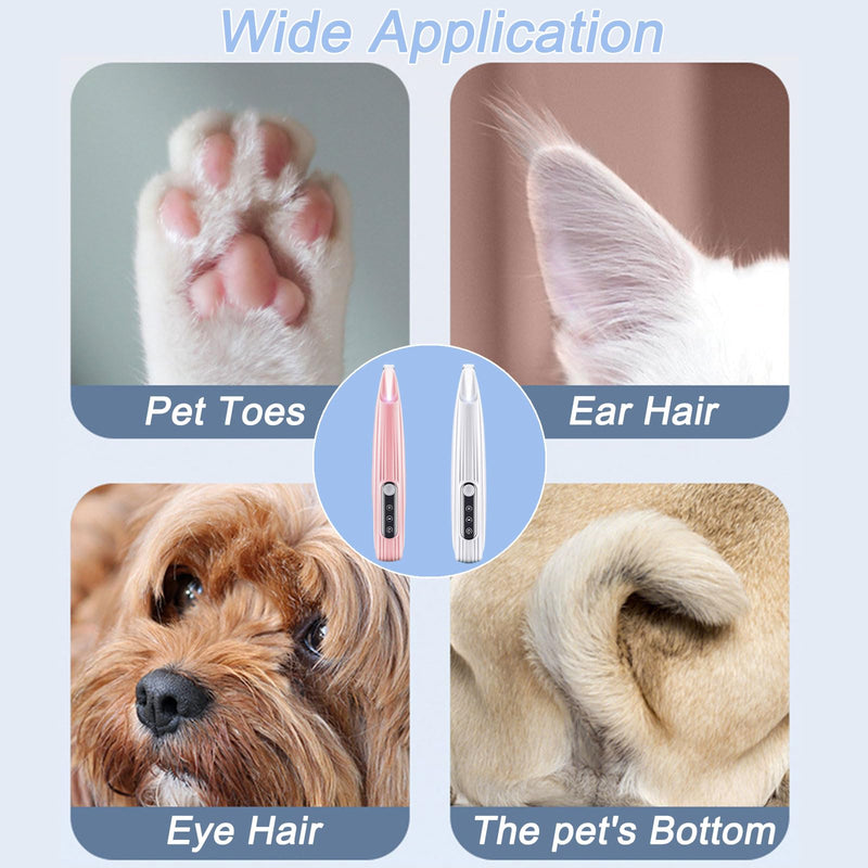 Rechargeable Pet Paw Trimmer with LED Light for Small Dogs - Precision Grooming Tool for Feet, Ears, and Face Hair （Pink） Pink - PawsPlanet Australia