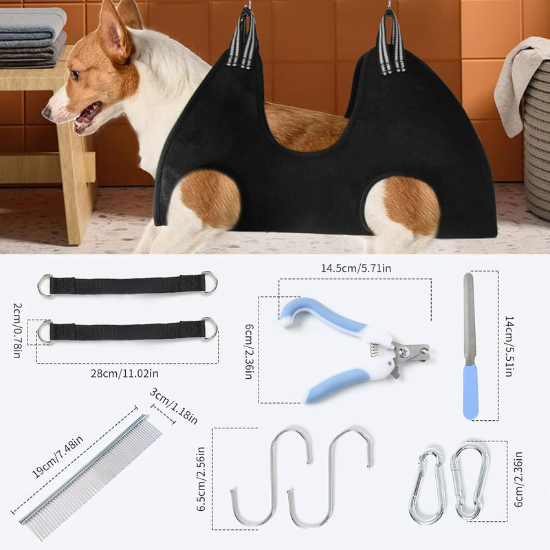 Pet Dog Grooming Hammock Harness, Dog Nail Trimming Sling Harness Hammock, Restraint Bag Claw Care Holder with Nail Clippers/Nail Trimmers/Scissors for Puppy & Cats, Large Gray - PawsPlanet Australia