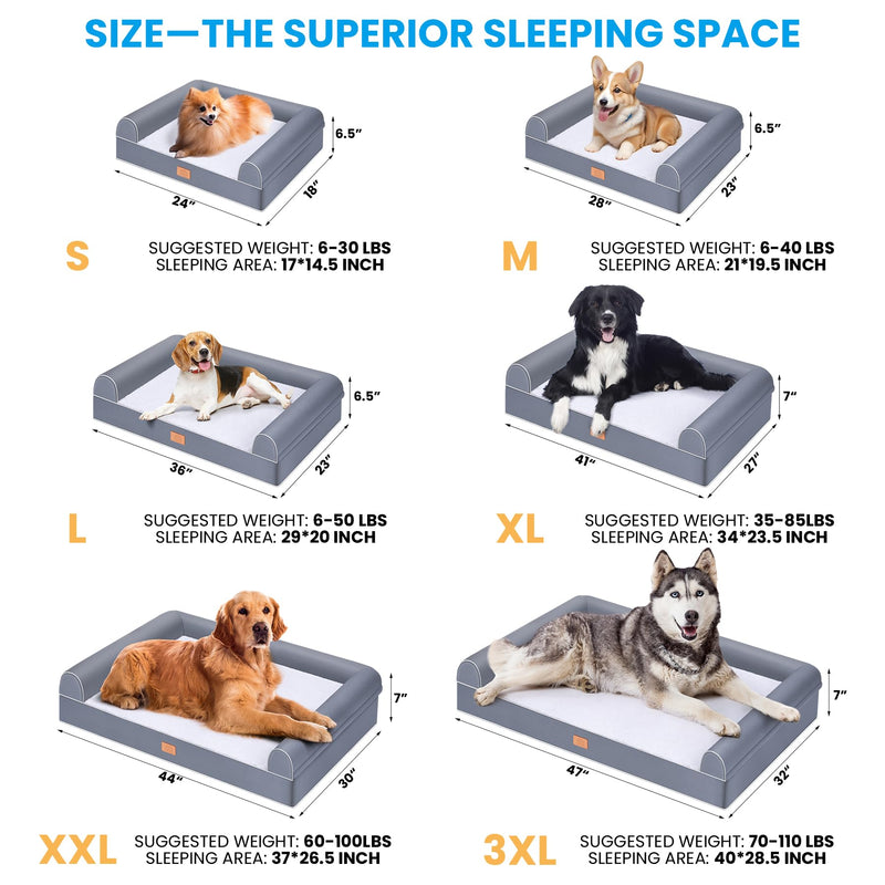 Sunheir Washable Jumbo Extra Large Dog Sofa Bed Cover, Waterproof Replacement Cover for Pets Bed, Soft Plush Sofa Protector, Easy to Clean Pet Furniture Cover, 47x32x7 Inches, Grey, Cover Only 47.0"L x 32.0"W x 7"Th - PawsPlanet Australia