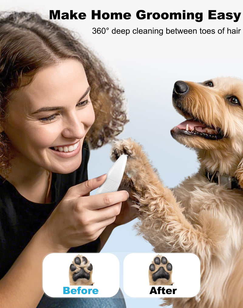 Dog Grooming Clippers, Dog Paw Trimmer with Detachable Ceramic Blade for Trimming Small Areas of Pet's Hair, Low Noise Paw Grooming Shaver for Cat's Eyes Face Ears Paws (White) White - PawsPlanet Australia