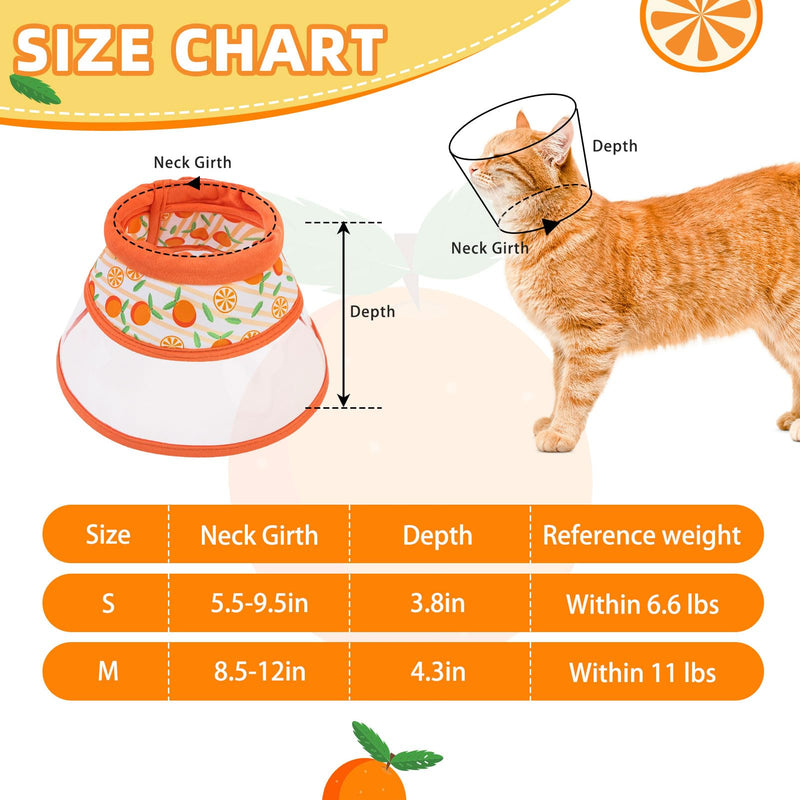 PUPTECK Cat Cone Collar Soft for Neck, Cat Recovery Collar to Stop Licking after Surgery, Adjustable Elizabethan Pet Collar for Small Medium Cats Kittens, Orange, M