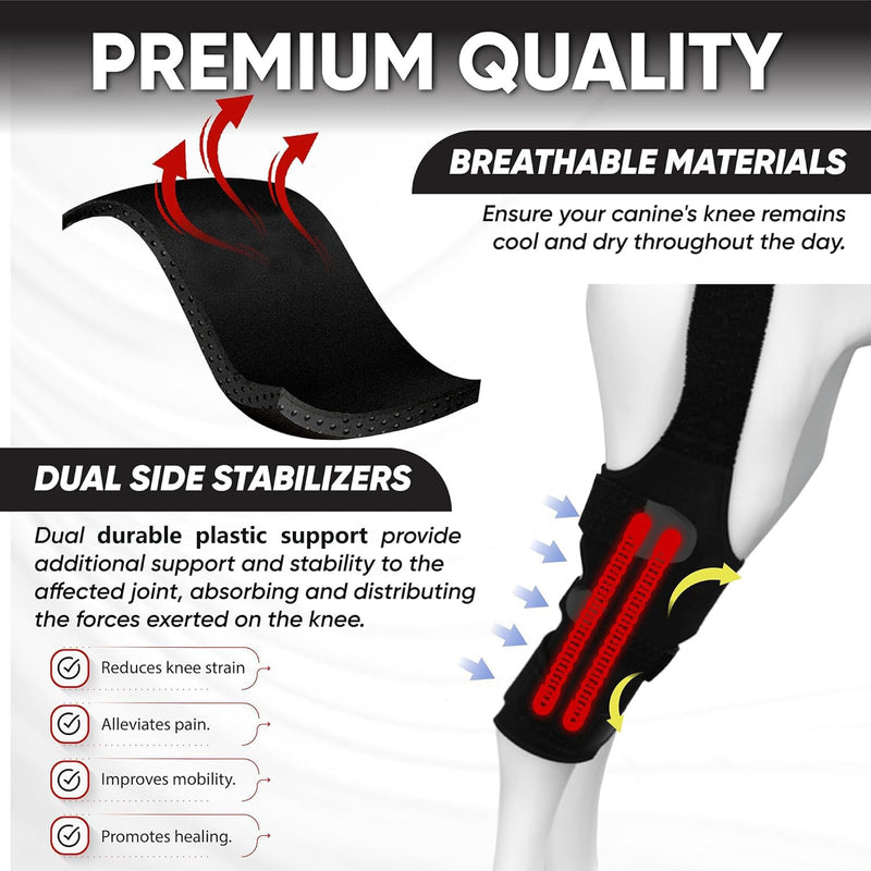 Dog Knee Brace for Hind Leg Support, ACL Recovery & Joint Pain Relief, Adjustable Compression Sleeve with Harness，Universal for Both Left and Right Legs (XS) XS