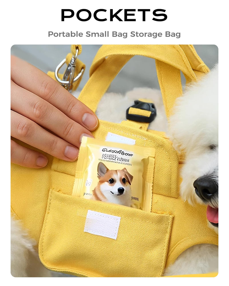 Dog Carry Sling for Small Dogs, Full Body Sling with Handle, Hands Free Shoulder Carrier for Senior Dogs Joint Injuries, Joint Injuries, Up and Down Stairs (Yellow,S, 5.5~8.8 lbs) Yellow-S - PawsPlanet Australia