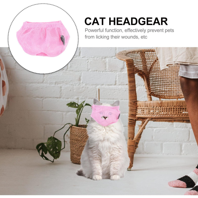 SOLUSTRE Practical cat muzzle made of polyester in pink, anti-bite protection for kittens, for use in pet shops and injection sites