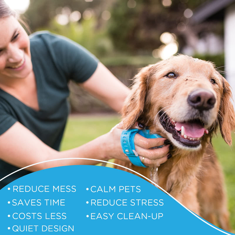Aquapaw 4 in 1 Dog Bath Brush Pro for Dog Washing, Scrubbing, Massaging & Grooming | As Seen on Shark Tank - Fast & Easy Indoor & Outdoor Pet Shower & Sprayer Attachment | Includes 8-Foot Hose | Blue