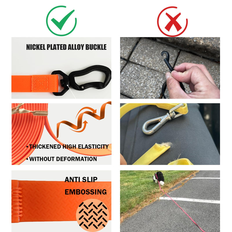 33 Ft Dog Training Leash,Slip Traction Rope Waterproof Dog Leashes for Small Medium and Large Dogs,Heavy Duty Long Leash for Dog Walking,Running,Training,Orange Orange 33 Ft - PawsPlanet Australia
