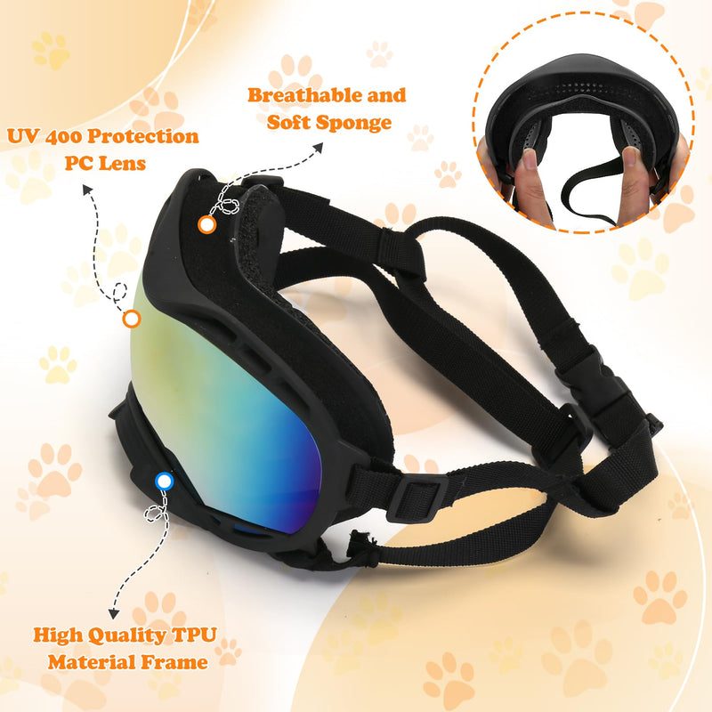 Dog Goggles for Large Dogs, UV Protection Dog Sunglasses, Adjustable Strap, Windproof?Dustproof?Anti-Fog Eye Protection Sunglasses for Large and Medium Dogs (Black Frame) Black Frame - PawsPlanet Australia